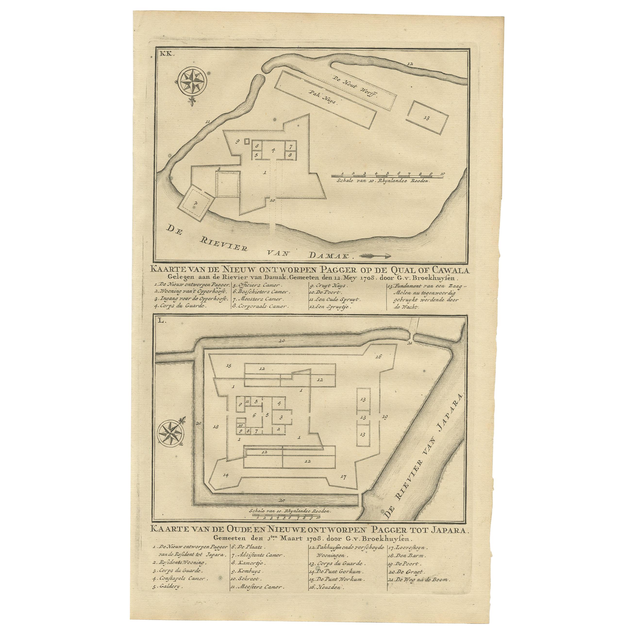 Impression ancienne de Fortresses à Java par Valentijn, 1726 en vente