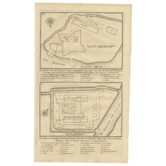 Antique Print of Fortresses in Java by Valentijn, 1726