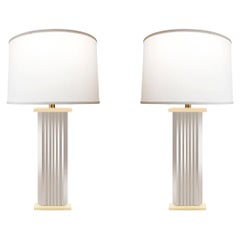 Pair of Large Chrome Skyscraper Table Lamps, 1970s
