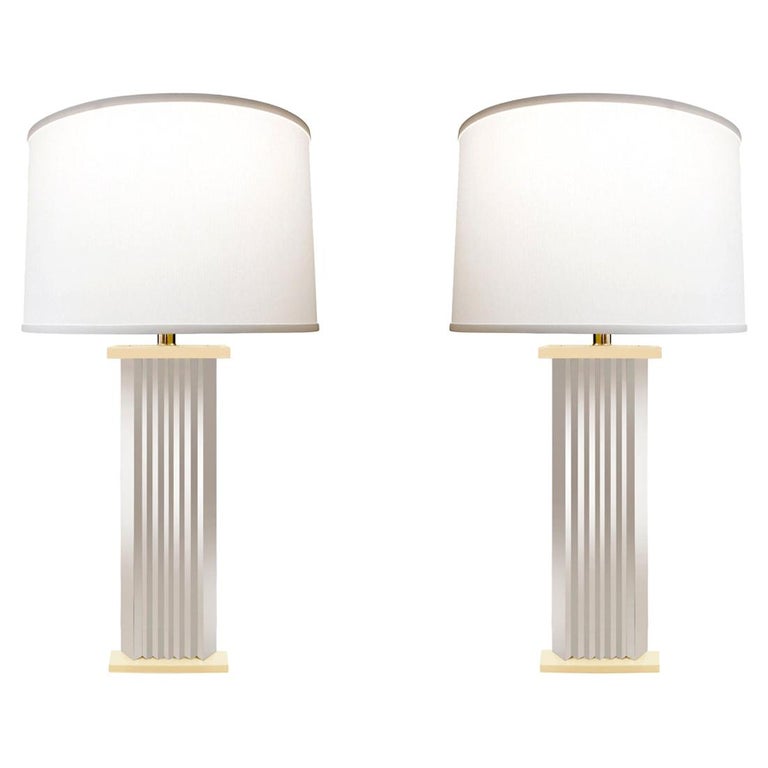 Pair of Large Chrome Skyscraper Table Lamps, 1970s For Sale at 1stDibs
