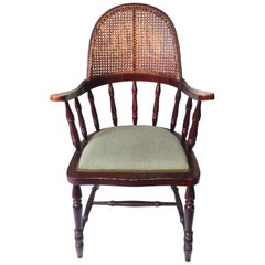 Antique Uncommon English Windsor Stick Back Caned Chair, Late 19th Century