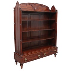 19th Century Mahogany Open Bookcase in the Gothic Style