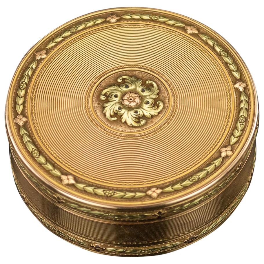 Antique 18th Century French Three-Color 18-Karat Gold Snuff Box, circa 1777