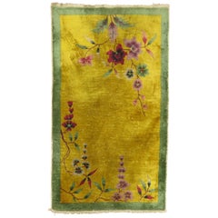 Chinese Art Deco Throw Rug in Yellow