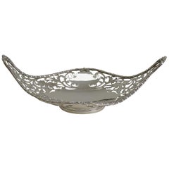 Antico cestino o piatto in argento sterling inglese, 1908