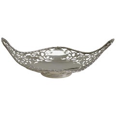 Panier ou plat anglais ancien en argent sterling, 1908