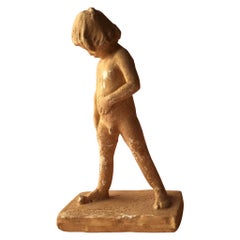 Antique Swedish Terracotta "Elof" Boy Figurine by Christian Eriksson, 1901