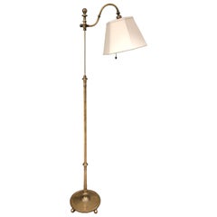 Antique 1930s Brass Adjustable Goose Neck Floor Lamp