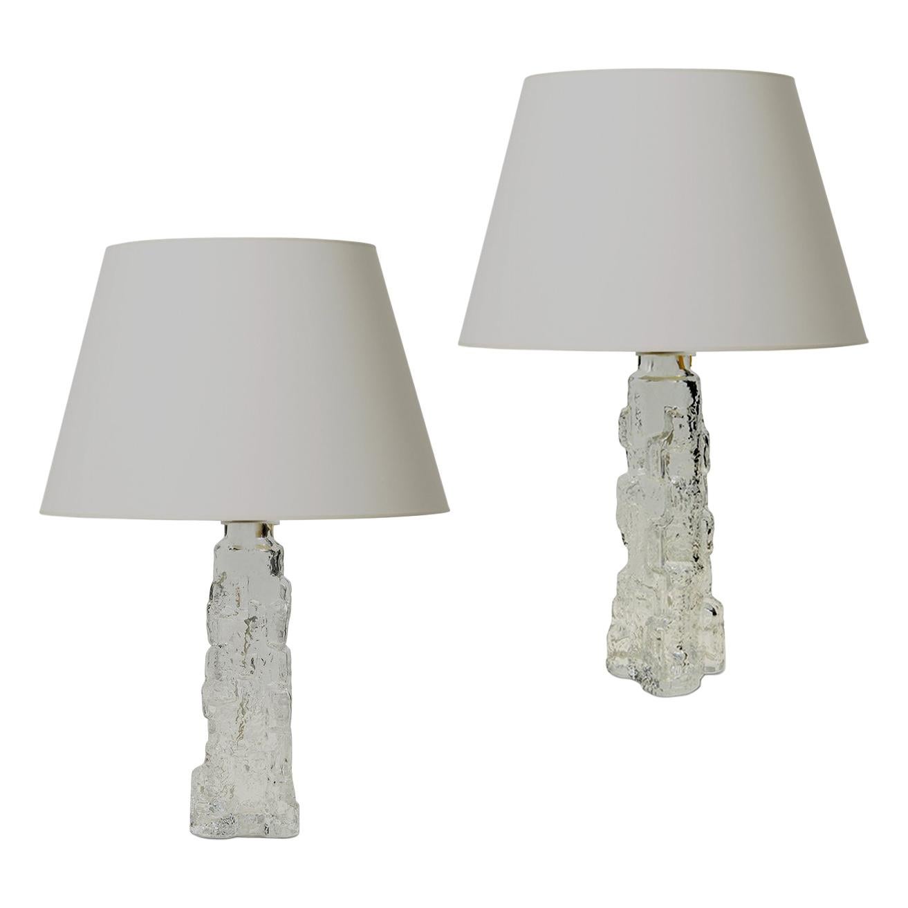 Pair of Table Lamps in the Form of Rocky Outcroppings in Glass by Reijmyre For Sale