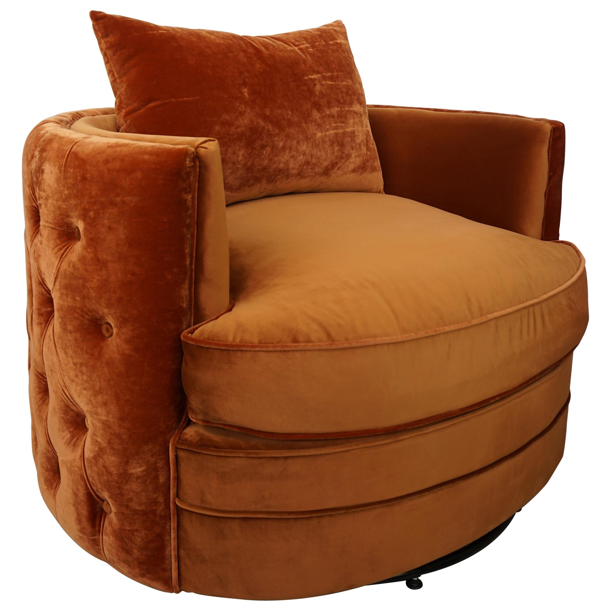 French Design Velvet and Swivel Large Armchair