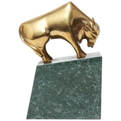 Mid-Century Modern Gilt Brass Bull Sculpture