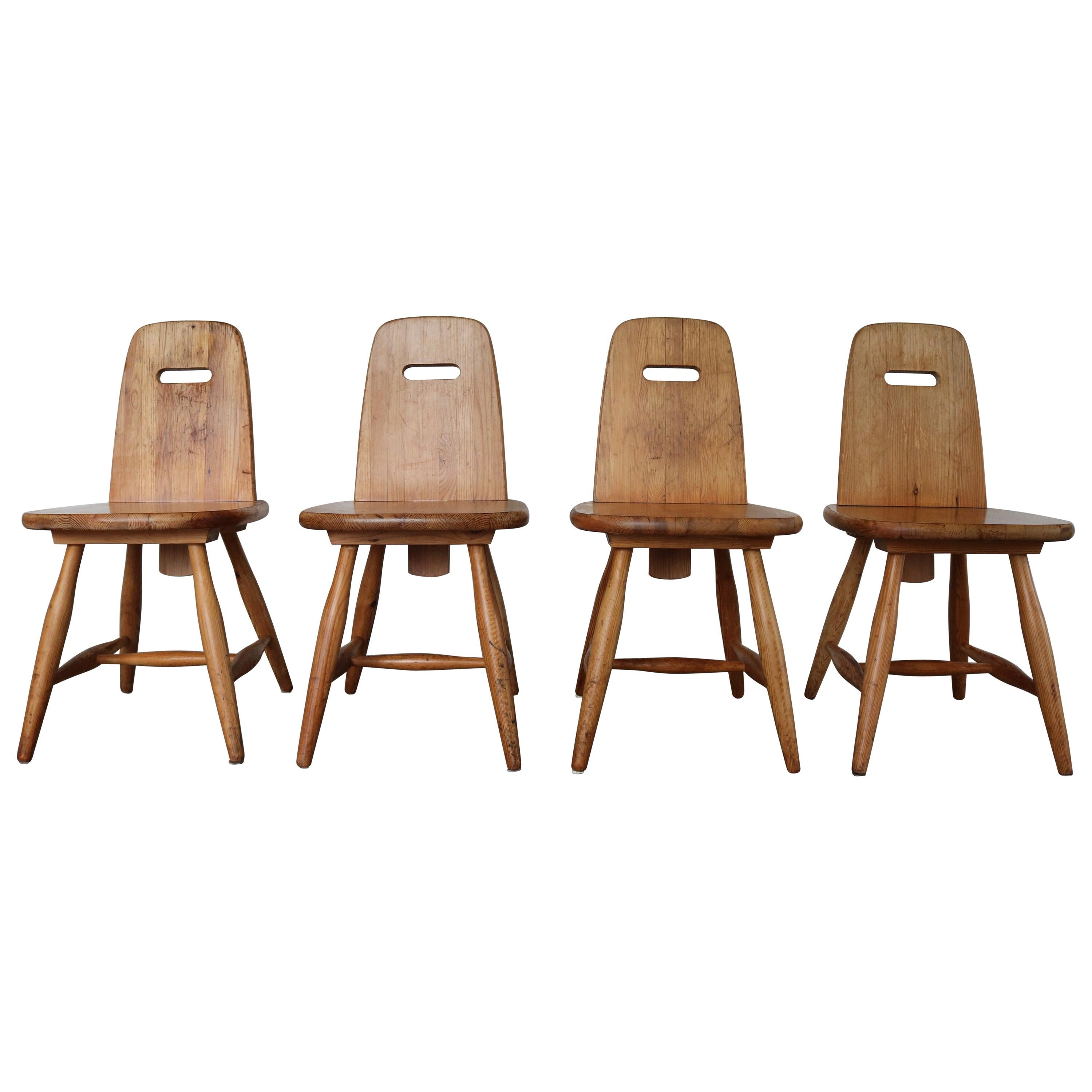 Vintage Pirrti Pinewood Dining Chairs by Eero Aarnio for Laukaan Puu, Set of 4