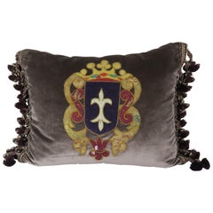 Silk Velvet Pillow with Royal Coat of Arms by Melissa Levinson