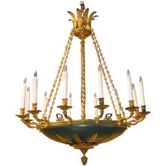French Empire Bronze and Tole Chandelier