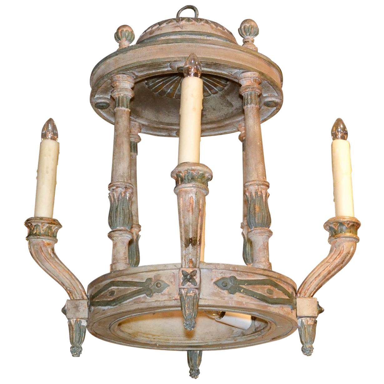 French Painted Wood Chandelier
