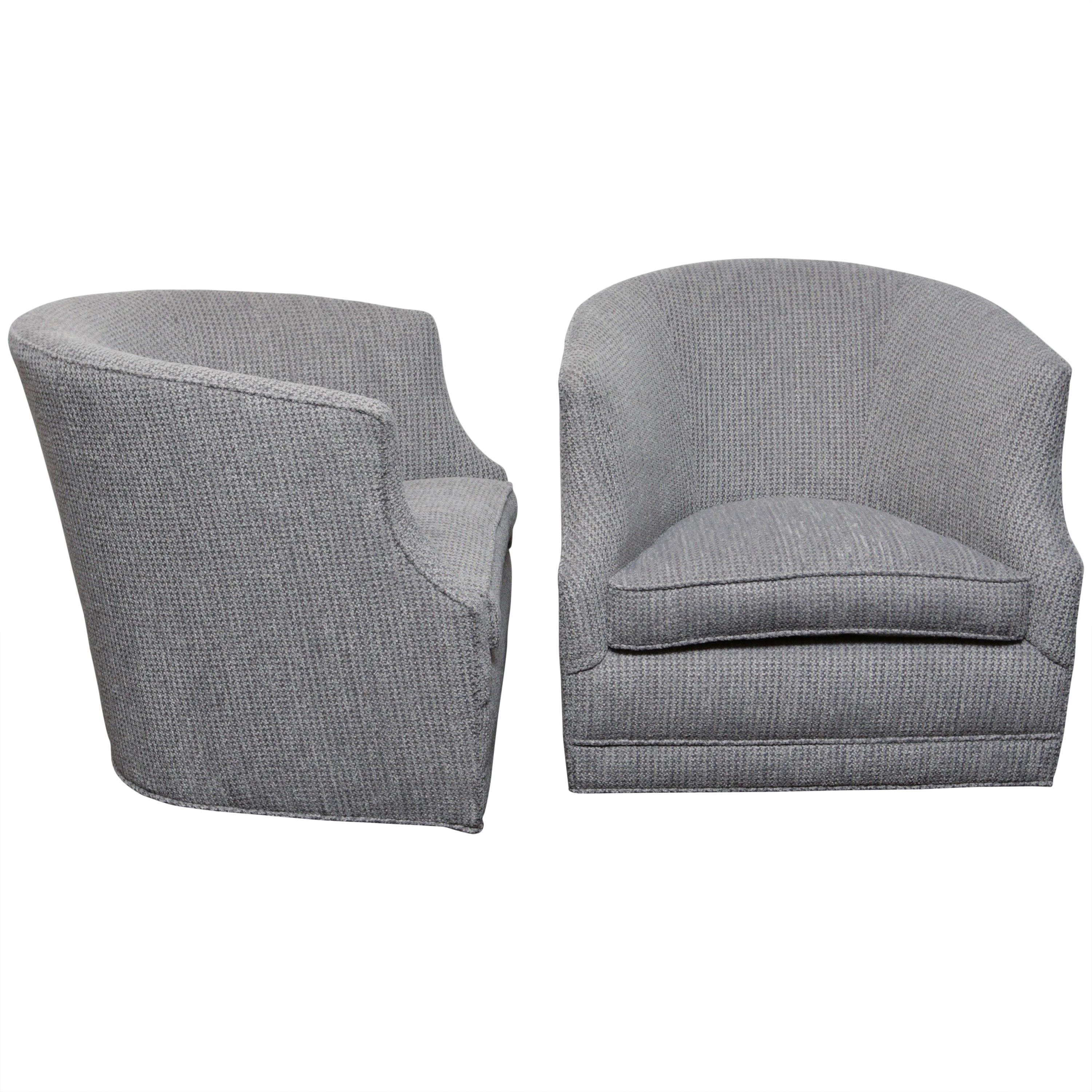 Pair of Barrel-Backed Swivel Chairs