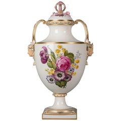 Antique German Porcelain Two-Handled Covered Vase, Berlin, circa 1880