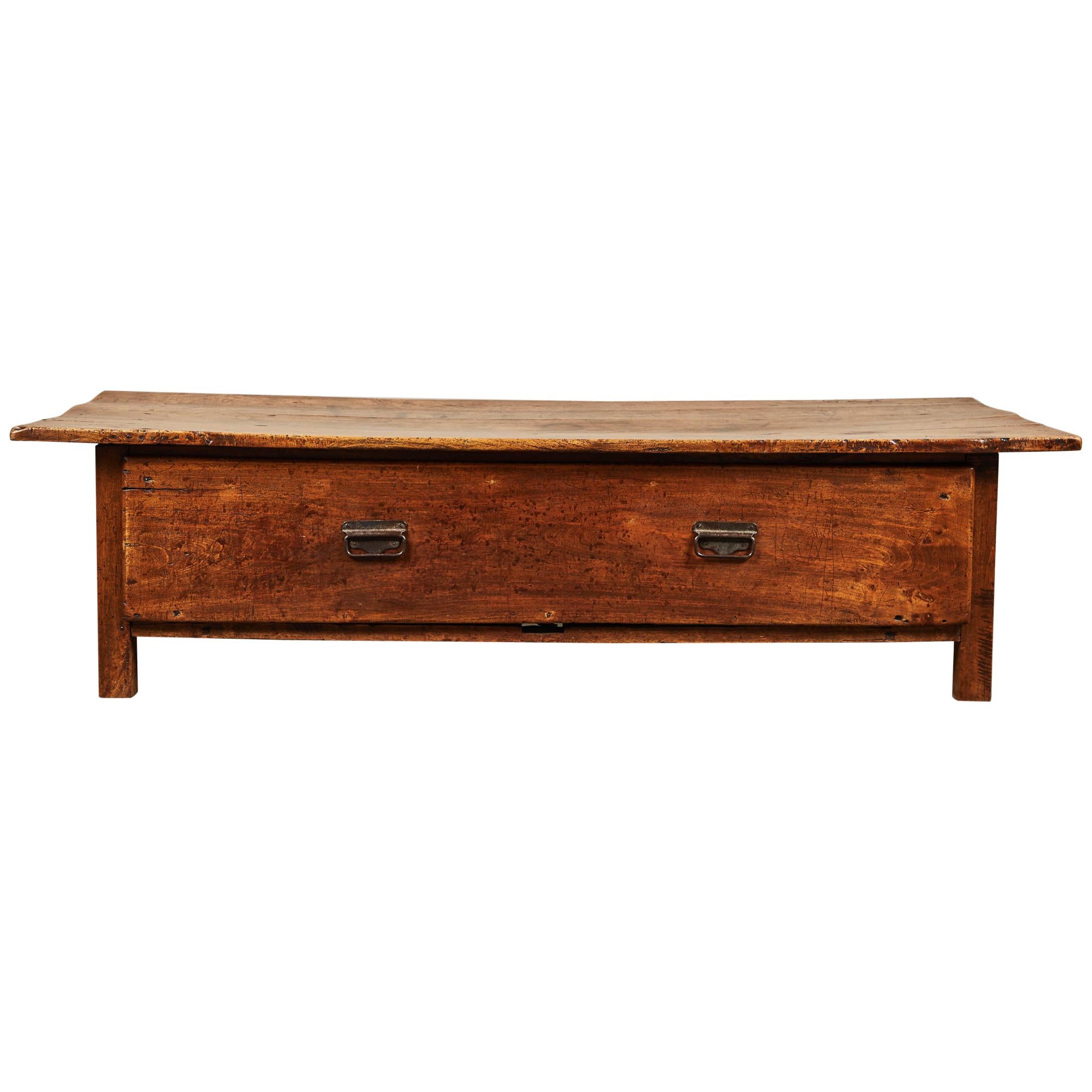 Large 19th Century French Farmhouse Single Drawer Coffee Table