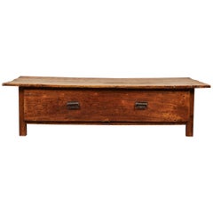 Large 19th Century French Farmhouse Single Drawer Coffee Table