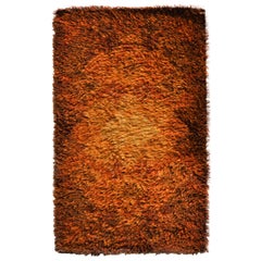 Scandinave moderne Orange Rouge Gradient Sun Rya Rug