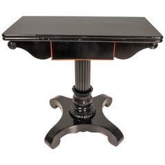 German Biedermeier Ebonized Veneered Game Console Table