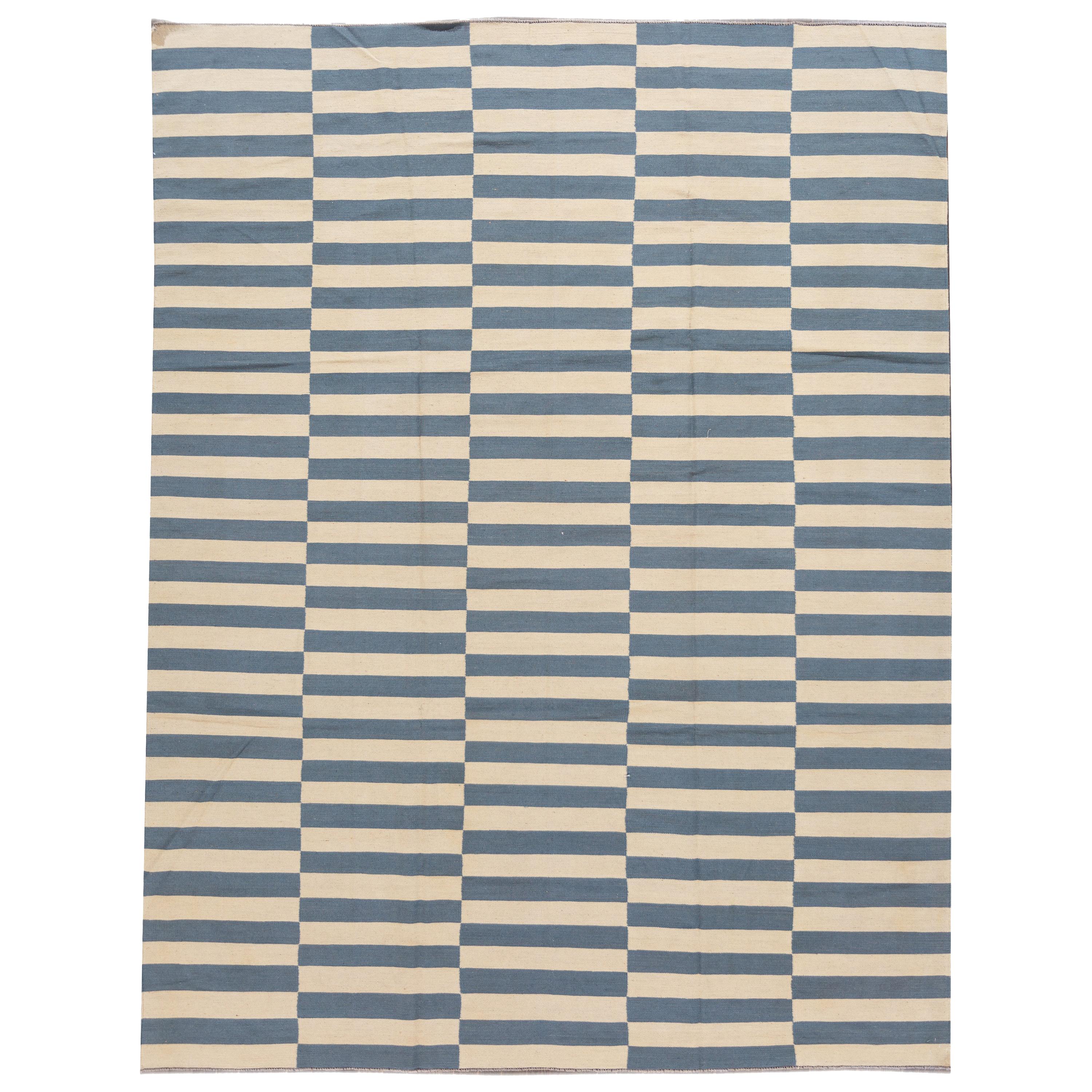 21st Century Modern Striped Flat-Weave Kilim Rug