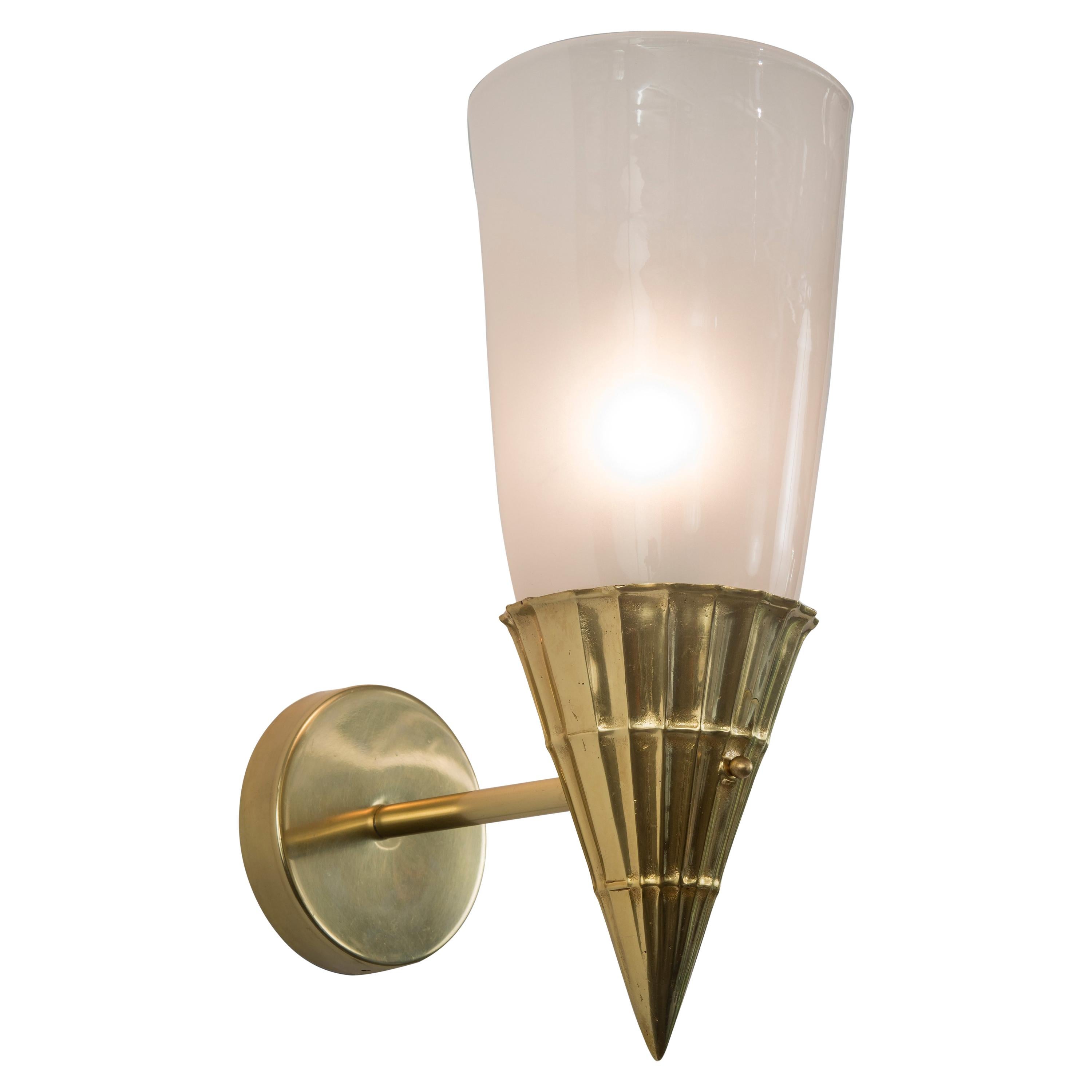 Austrian Glass and Brass Sconce For Sale