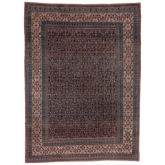 Antique Khorassan Carpet, circa 1910s, Shabby Chic