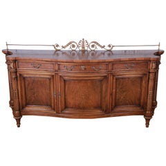 Karges French Louis XVI Style Walnut and Burl Wood Sideboard or Bar Cabinet