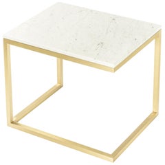Esopo Modern Handmade Brass Coffee Table with White Carrara Marble Top