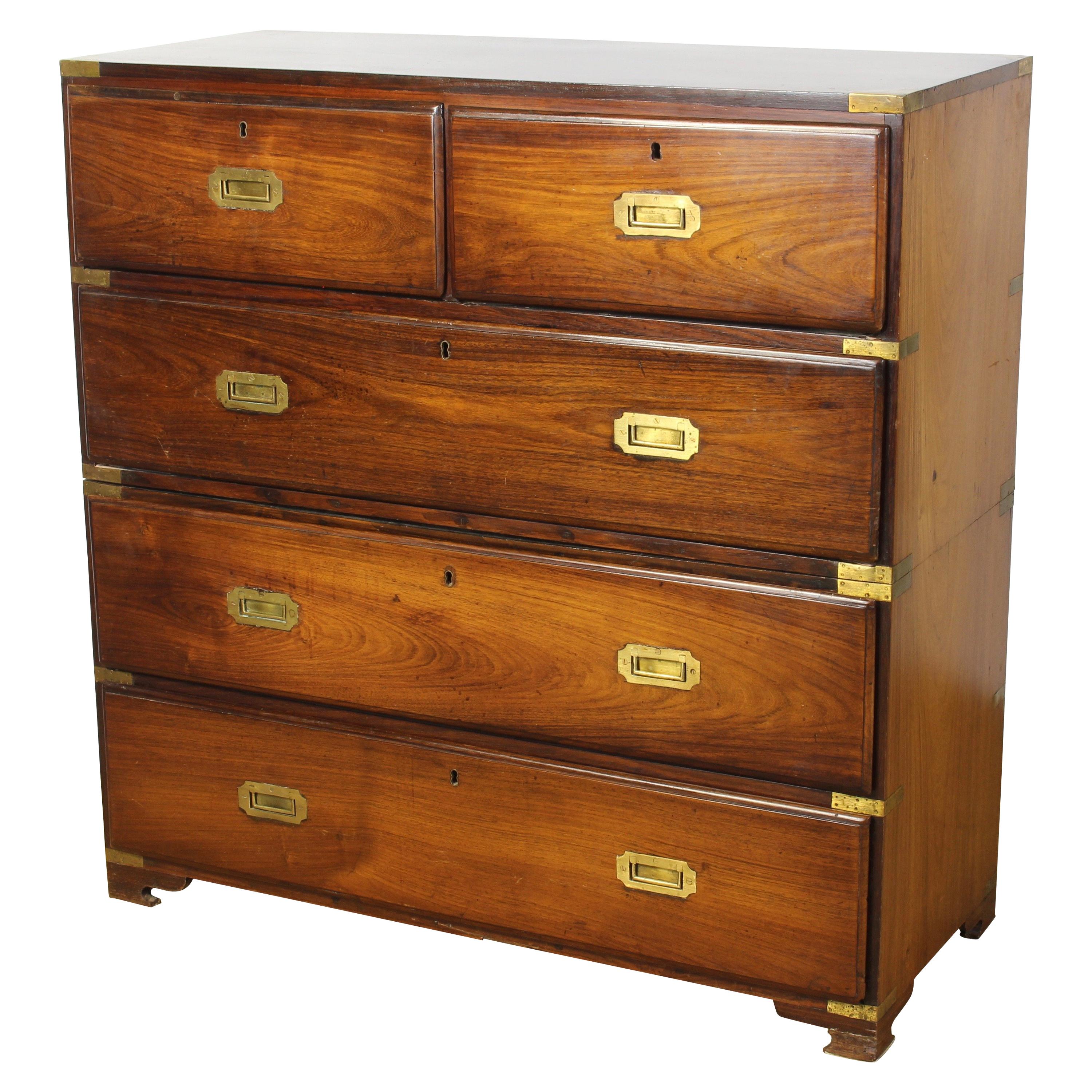 English Rosewood Campaign Chest of Drawers