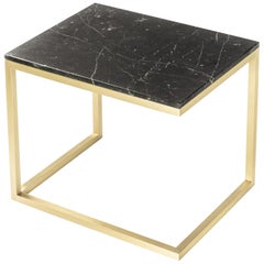 ESOPO Modern Handmade Brass Coffee Table with Black Marquina Marble Top