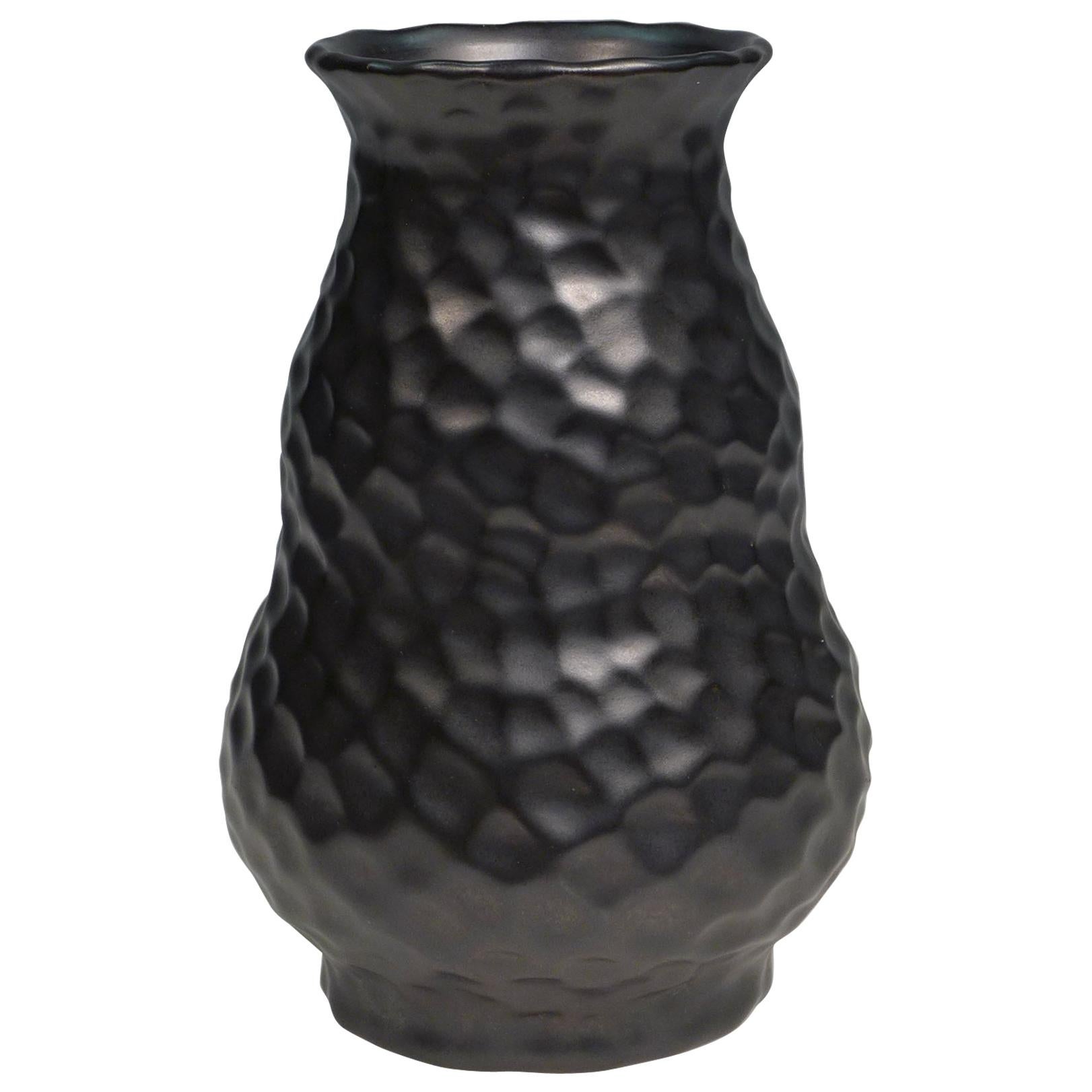 Black Art Deco Dimple Vase For Sale