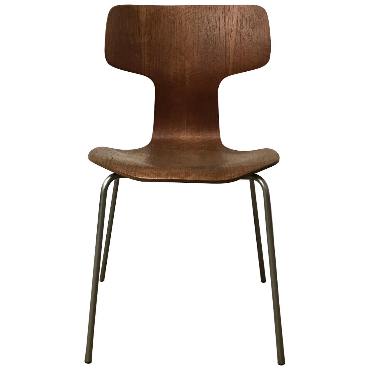 1955, Arne Jacobsen für Fritz Hansen, Original, seltener Stuhl 3103 mit grauem Untergestell