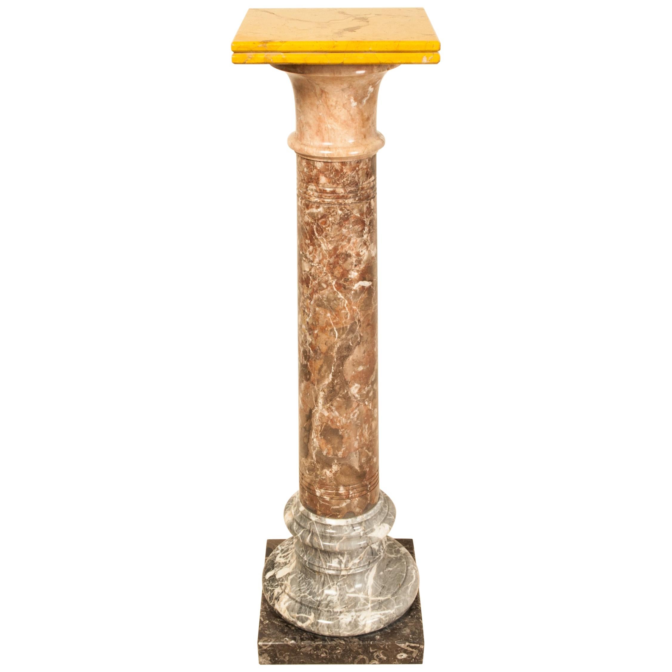Classical 19th Century Italian Marble Column Pedestal For Sale