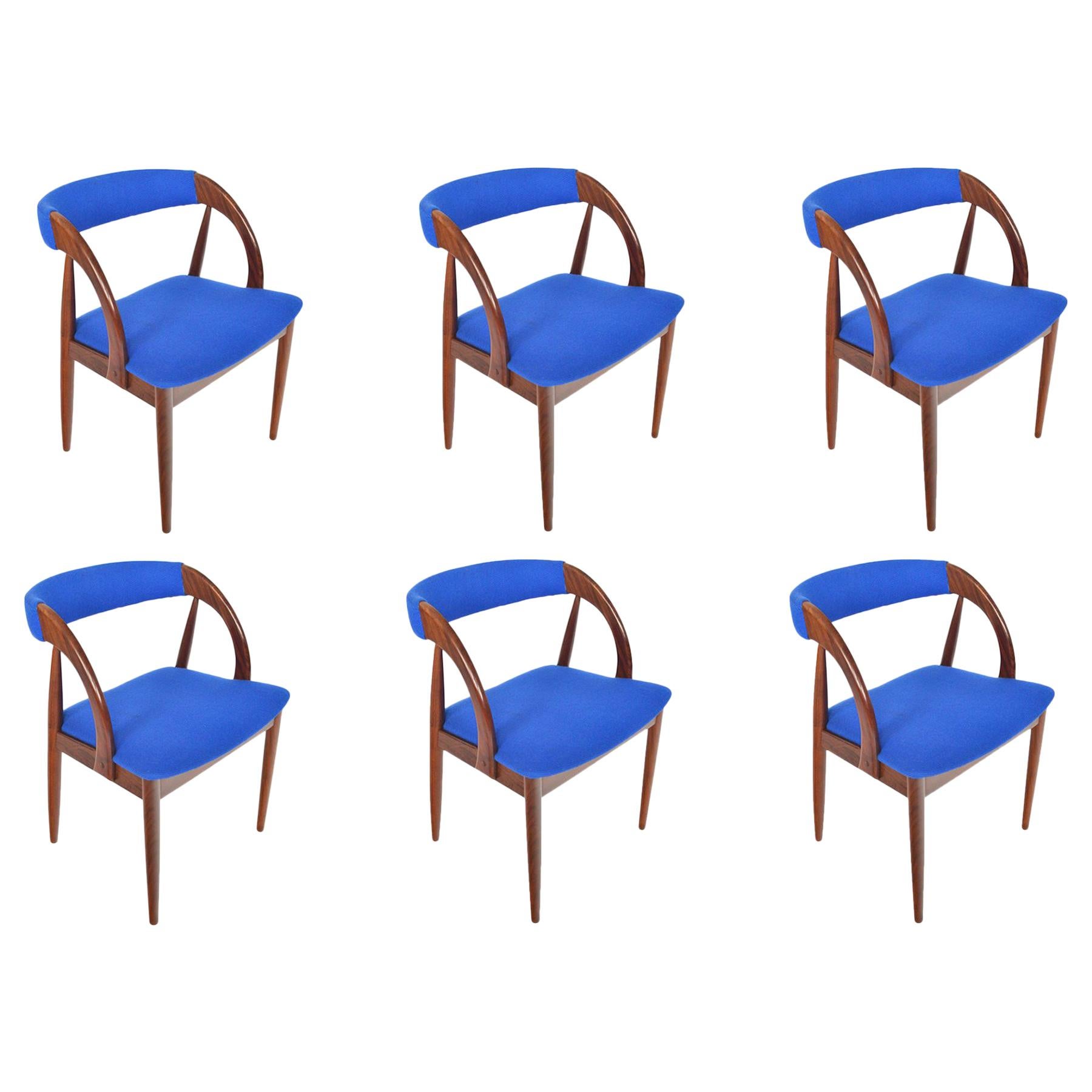 Set of Six Danish Mid-Century Modern Walnut Dining Chairs