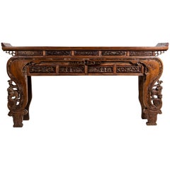 Impressive Qing Dynasty Waisted Carved Altar Table