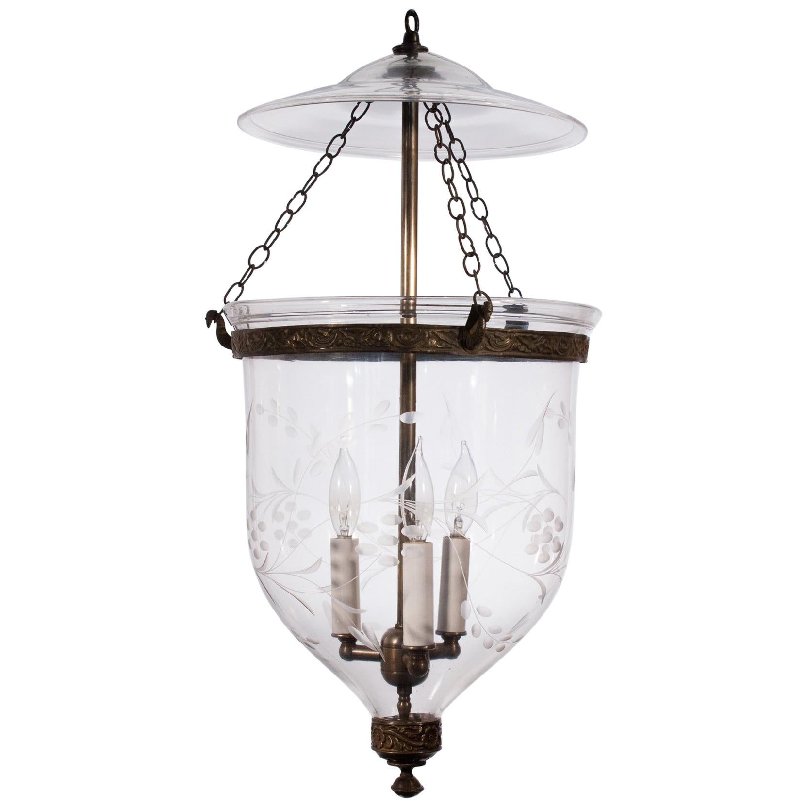  Antique Bell Jar Lantern with Vine Etching