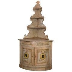 Antique Painted Corner Cabinet from Northern Italy  circa 1800