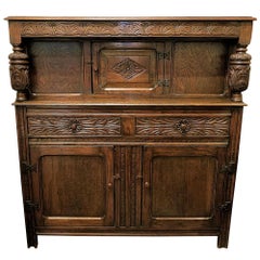 Antique English Oak Renaissance Revival Cabinet