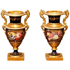 Petite Pair of English Hard-Paste Porcelain Vases, circa 1825