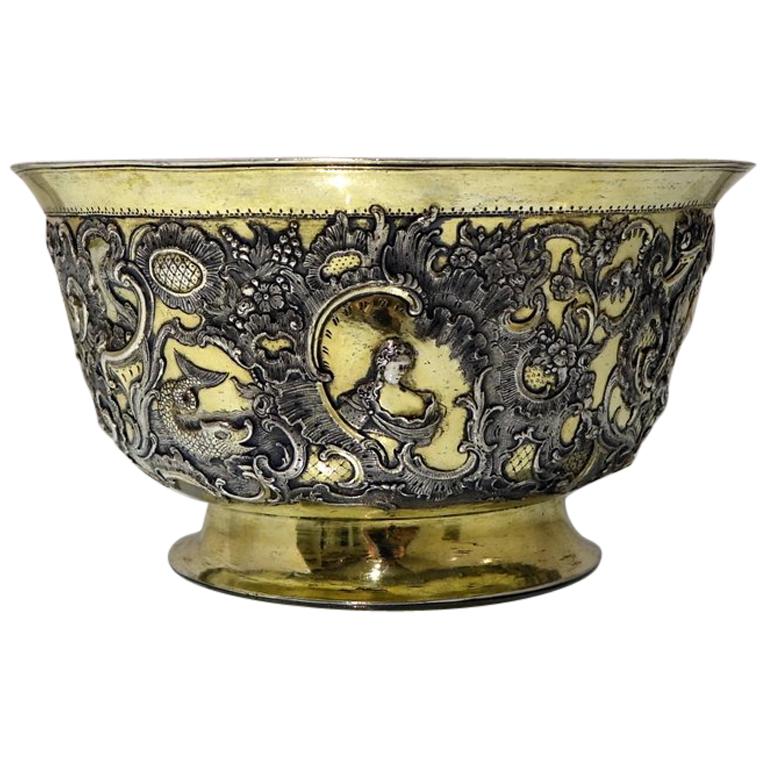 Mid-18th Century Antique European Silver Bowl, circa 1750, Probably Russian For Sale