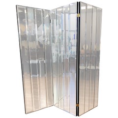 Henredon Three-Panel Beveled Mirror Room Divider