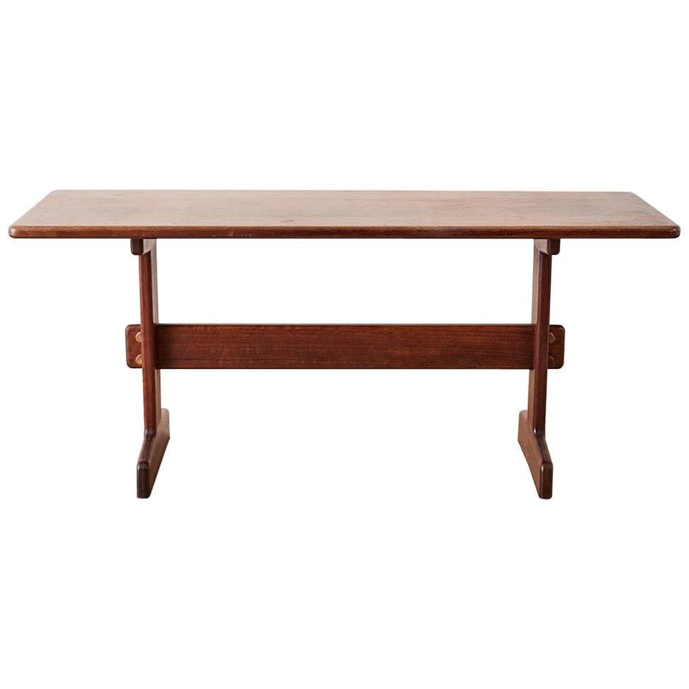 Midcentury Gerald McCabe African Shedua Trestle Table