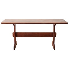 Midcentury Gerald McCabe African Shedua Trestle Table