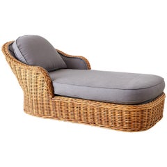 Michael Taylor Style Wicker Chaise Lounge