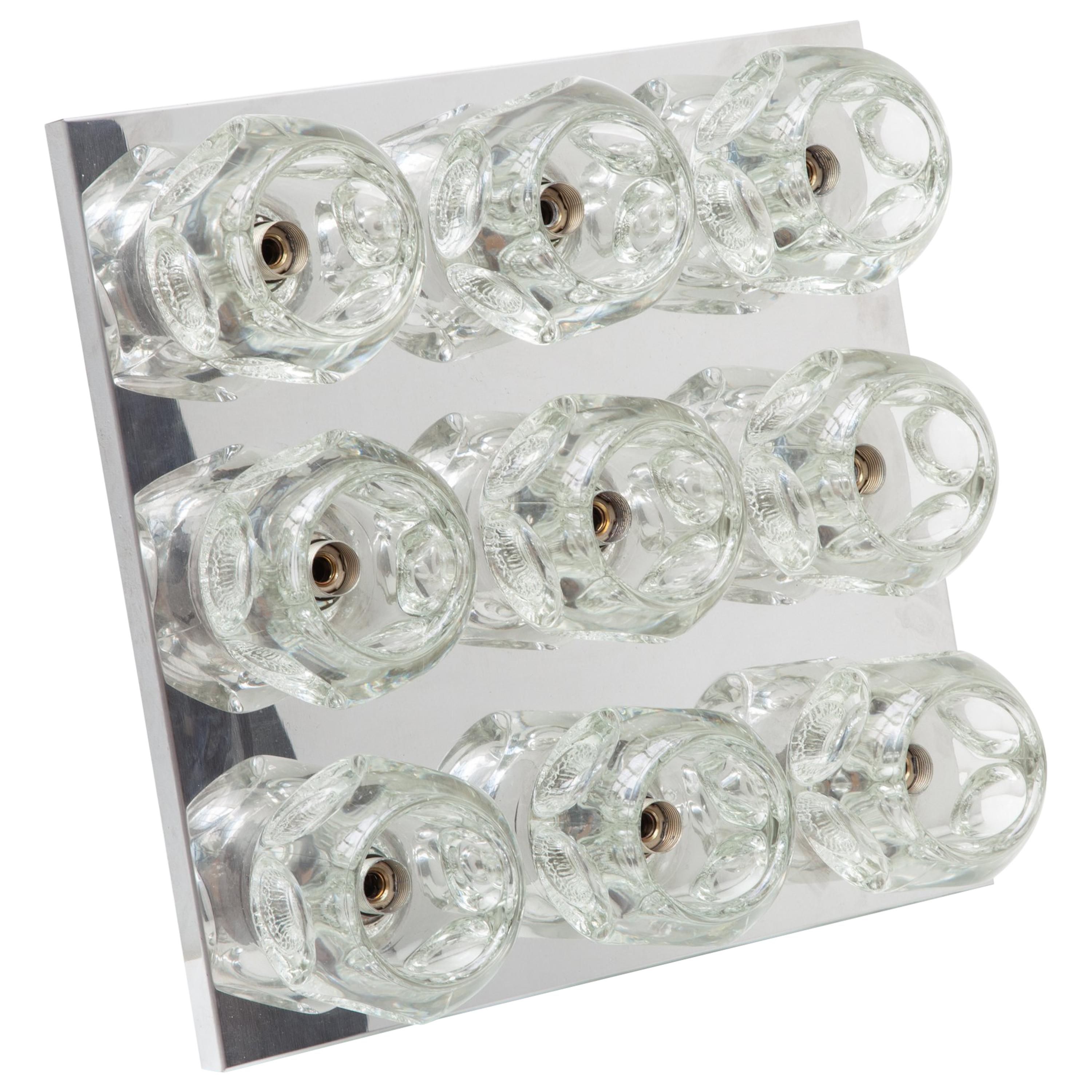 Mid-Century Modern Cubic Sculptural Flush Mount-Wall Light by Peill & Putzler, Germany For Sale