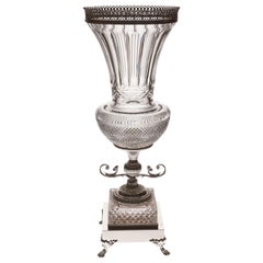 Crystal Vase with Bronze Covered with Platinum, Oriental-Style