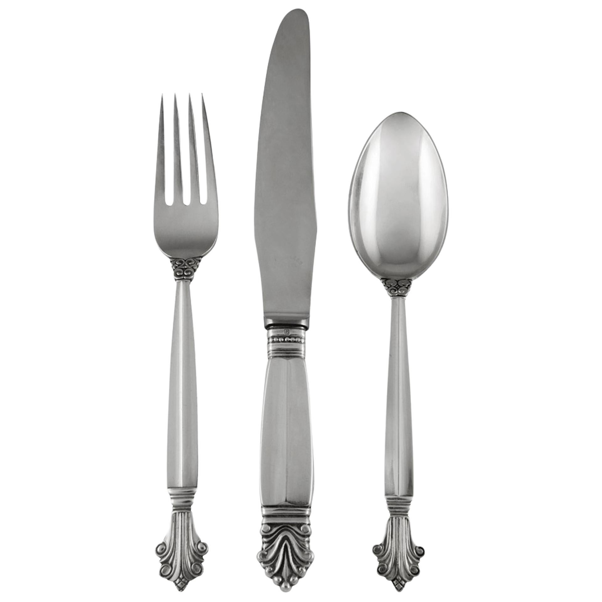 Georg Jensen Acanthus Canteen, Silverware Design by Johan Rohde For Sale
