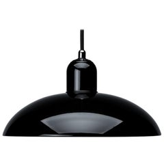 Lampe à suspension industrielle vintage Kaiser Idell 6631-P en métal noir